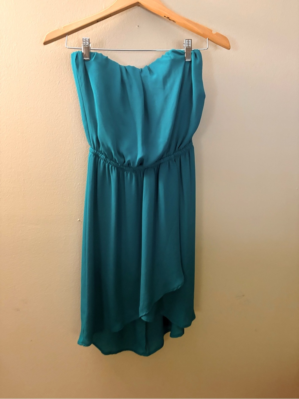 Express Strapless Teal High-Low Dress